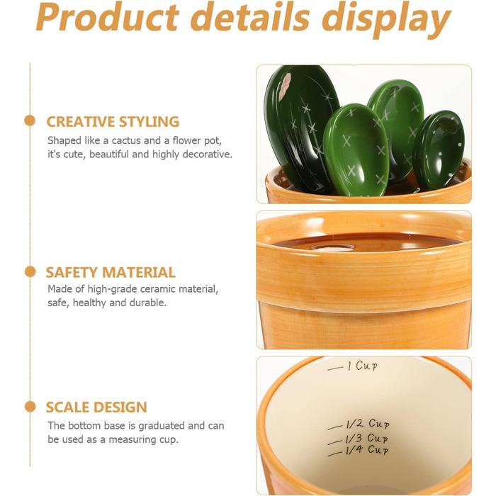 Zerodeko 1 Piece Cactus Measuring Spoon Coffee Measuring Sugar Scoop Cactus Figurine Measuring Teaspoon Measuring Spoon Salt Spoon Measurement Sugar Spoon Flour Measuring Spoon Baking Tl Spice Milk Powder Ceramic