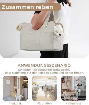 Транспортна сумка для собак, котів та кроликів – складана переноска з безпечним закриттям, сіткою для вентиляції та бічними кишенями – практичний аксесуар для подорожей (Бежевий/Сірий, різні розміри)