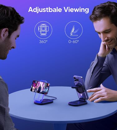 Бездротова зарядка MagSafe 3-в-1 для iPhone, Apple Watch та AirPods, сумісна з iPhone 16/15/14/13/12 Plus/Pro Max