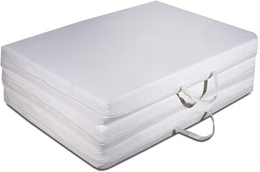 Гостьовий матрац EVERGREENWEB Futon 80x200 см з холодної піни, 3-секційний складаний, висота 10 см, знімний та праний чохол, гіпоалергенний, компактний