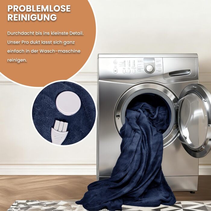 Електрична ковдра Celesta з автовимкненням, 9 режимів нагріву, таймер, для дивана, ліжка, офісу (Темно-синій, 200 x 180 см)