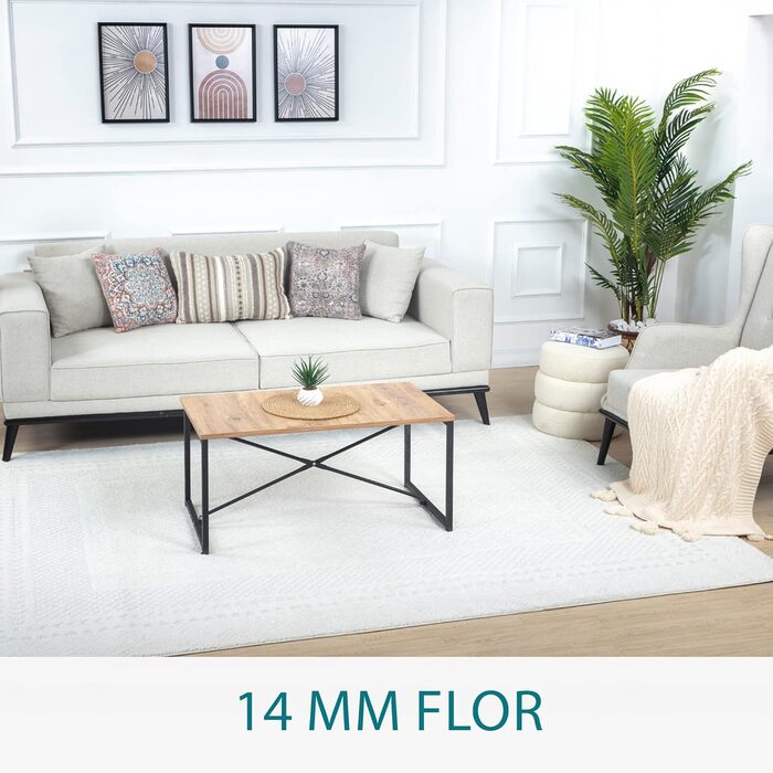 Килим Surya Monaco Boho для вітальні та спальні 160x213 см, кремовий, сучасний скандинавський дизайн з геометричним візерунком, прямокутний, для їдальні