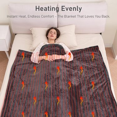Електрична ковдра CURECURE з підігрівом, 150 x 200 см, 4 режими, таймер, захист від перегріву, для ліжка/дивану, сірий колір