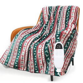 Електрична гріюча ковдра PRANITE 200x180 см з Sherpa-фланелі, 6 режимів нагріву, таймер, захист від перегріву, червона