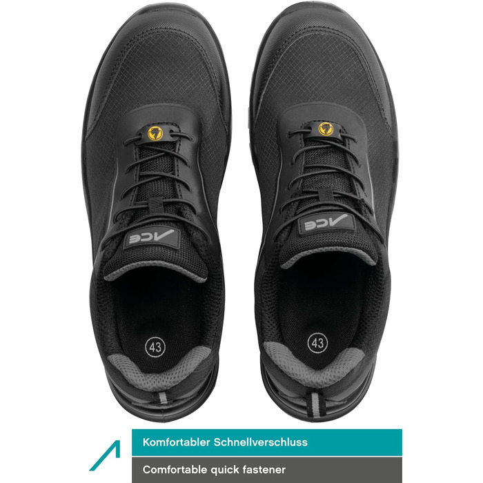 Робоче взуття ACE Sapphire S1-P - безпечне взуття з металевим носком для жінок та чоловіків - надзвичайно легке, блакитно-чорне (36 EU, сіро-чорне)