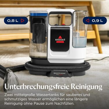 BISSELL SpotClean ProHeat Advanced: Професійний мийник килимів та м'яких меблів, 1125W, з кабелем, 3924N