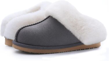 Жіночі домашні тапочки Litfun, зимові, теплі, з плюшу, пантолетти з замші, з пам'яттю, з штучним хутром, для дому та вулиці (сірі, 36/37 EU)
