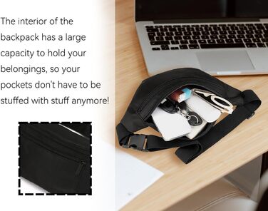 Чоловіча/Жіноча поясна сумка на пояс, шкіряна, водонепроникна, для спорту, подорожей та активного відпочинку (чорна)