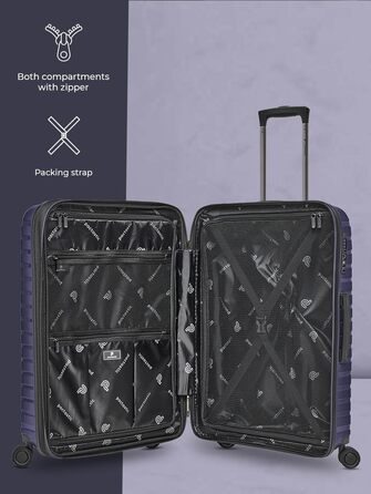 Чохол-валіза на колесах середнього розміру 66 см, розширюється до 75 літрів | З міцного поліпропілену, 4 колеса, TSA-замок | Колекція 04 (фіолетовий металік)