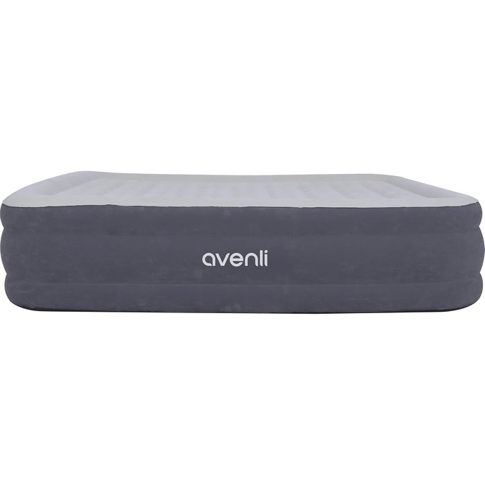 Надувний матрац-ліжко AVENLI самонадувний для 1 особи з інтегрованим насосом, висока ліжкомісце, флаокована поверхня для кемпінгу та дому (203x152x46 см)