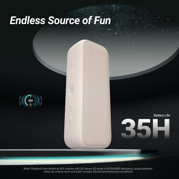 BOGASING G6: Портативна Bluetooth колонка 30W, 35 год, IPX6, USB, TF, AUX, мікрофон - Бежевий
