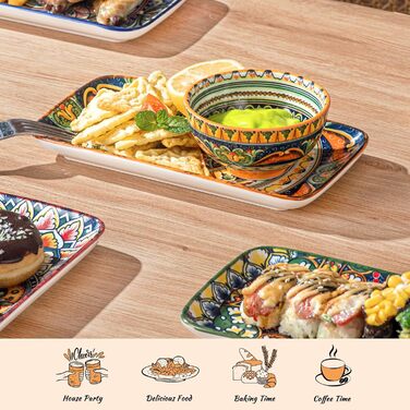 Набір сервірувальних тарілок Henten Home 6 шт. для закусок, суші, салатів та десертів (21 см)