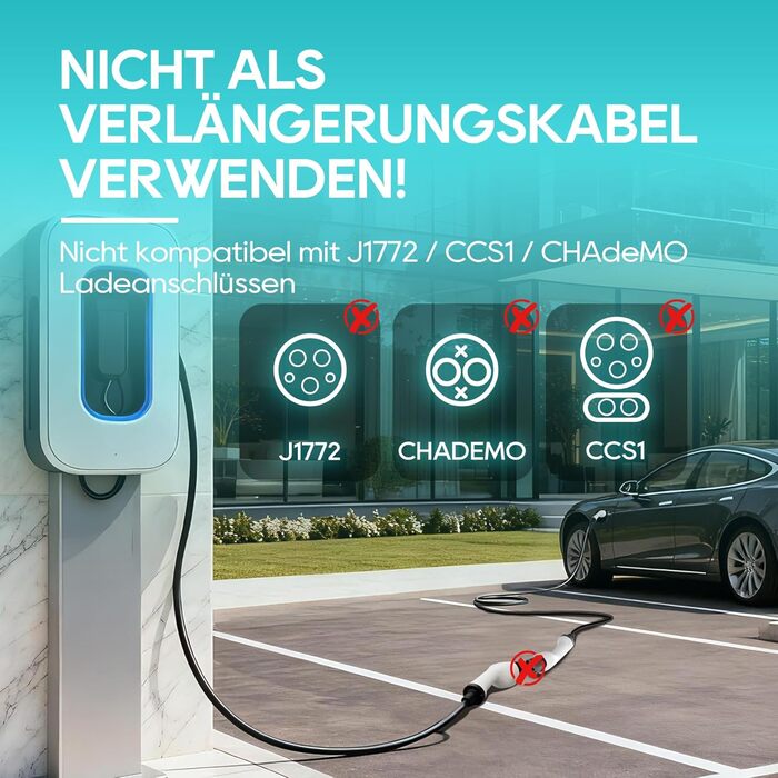 Портативний зарядний пристрій для електромобіля Type 2 (Schuko) 3.68kW, 6-16A, LCD, 5м, IP65, 16A, 22kW, CCS2, IEC 62196-2