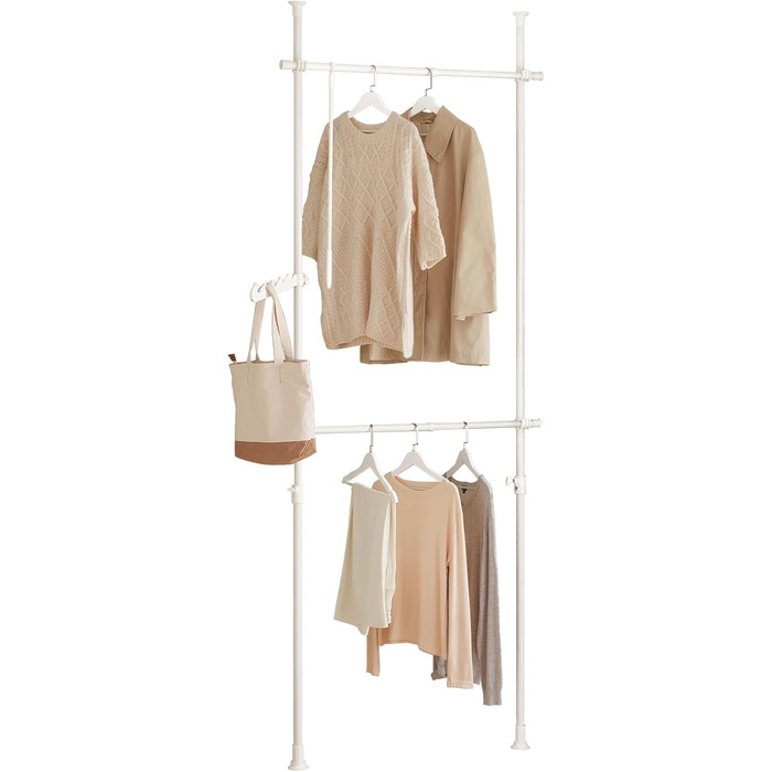SoBuy® FRG109 Telescopic Wardrobe System with 2 Clothes Rails - Clothes Storage System, Shelving System, Clothes Rack