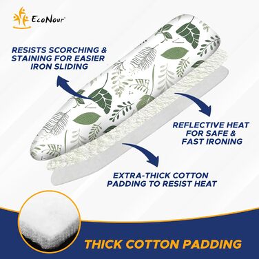 Чохол для прасувальної дошки EcoNour, маленький, білий та зелений