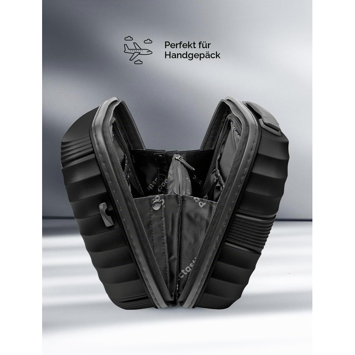 Набір ультралегких валіз Pactastic з жорстким корпусом, 3 предмети, Black Metallic, розмір XS