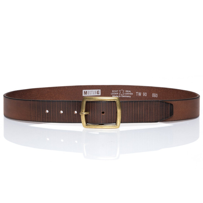 Чоловічий шкіряний ремінь Mustang BELT, класичний, коричневий, 110 см