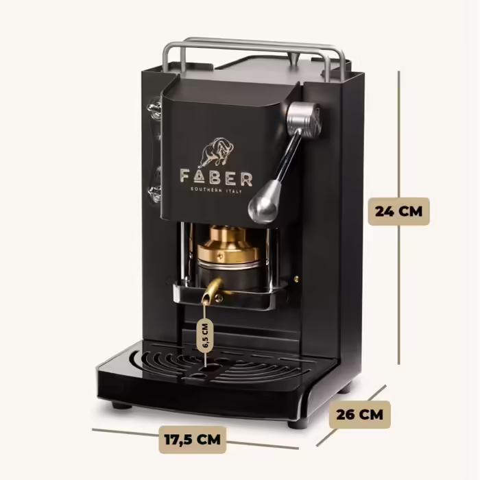 Кавова машина FABER Pro Mini Deluxe для ESE-подушечок 44 мм, хром, латунний прес, чорна матова