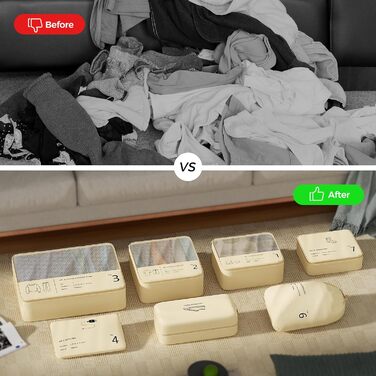 Органайзер для валізи Yomisee, набір 7 шт. - сумка-органайзер для подорожей, бежевий