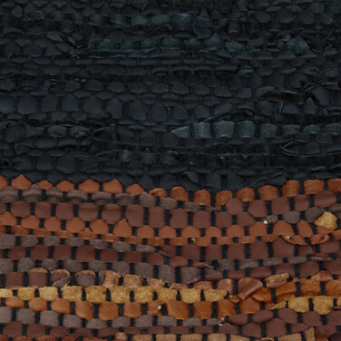 Relaxdays Leather and Cotton Patchwork Rug