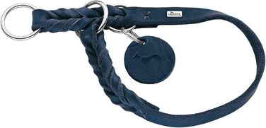 HUNTER Dressurhalsung SOLID EDUCATION: Нашийник для конкурного верхового лицемірювання, міцне шкіряне плетіння, з кільцем-остановкою, Made in Germany, темно-синій, розмір M-L