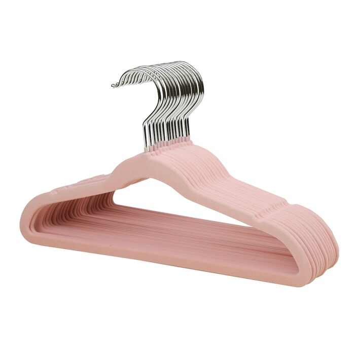 Дитячі вельветові вішалки ManGotree, 14 шт. Рожеві. Вішалки для одягу, плащів, костюмів, сорочок, штанів. 35 см, преміум-якість
