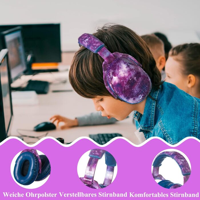 Дитячі навушники для захисту від шуму Kinder Nebula (блакитна смуга) - регульовані, SNR 28dB