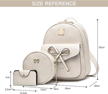 Жіночий рюкзак з PU шкіри: стильний щоденний рюкзак для подорожей, школи, роботи. Набір сумок (білий 03)