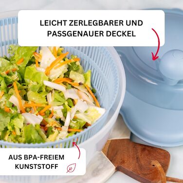 Westmark Fortuna: Салатниця-центрифуга, 5 л, пластик, BPA-Free, блакитна