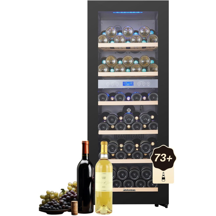 Kalamera 45 Bottle Dual Zone Wine Refrigerator - 120 Liter Capacity with LCD Display