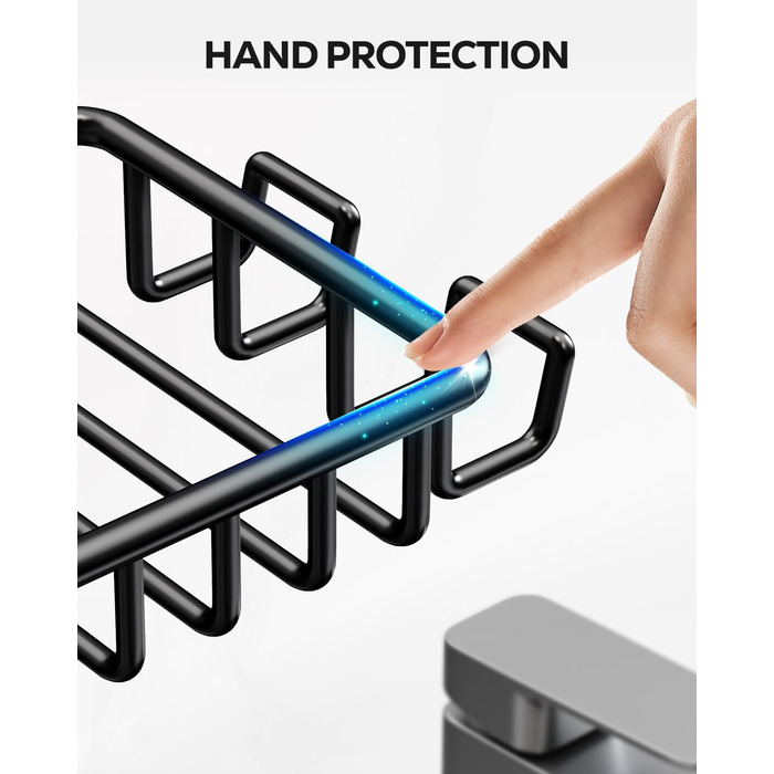 Тримач для мила з нержавіючої сталі з 4 гачками та зливом, самоклеючий, для душу та ванної кімнати (Чорний)