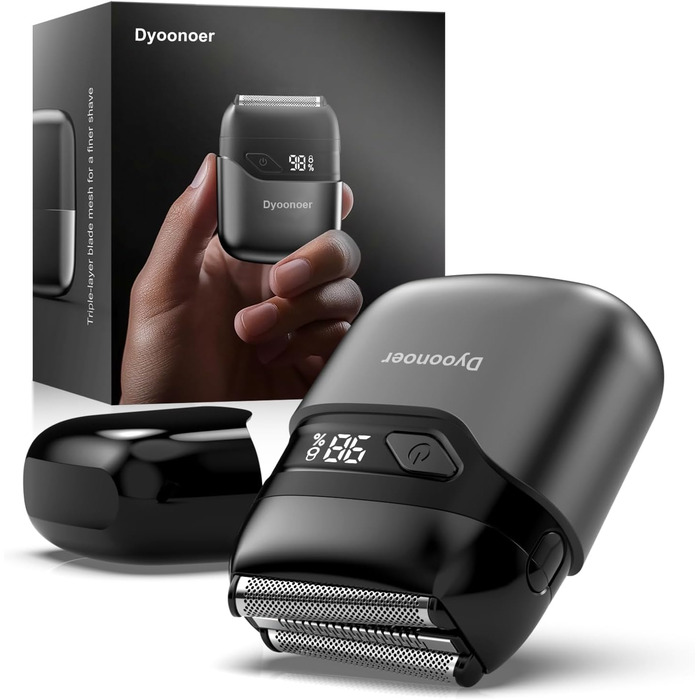 Електричний чоловічий верстат для гоління Dyoonoer з LED-дисплеєм, фольєвий верстат, IPX7 вологостійкий, 3 гнучкі леза, USB-C зарядний пристрій для обличчя та бороди - D/B/71dB