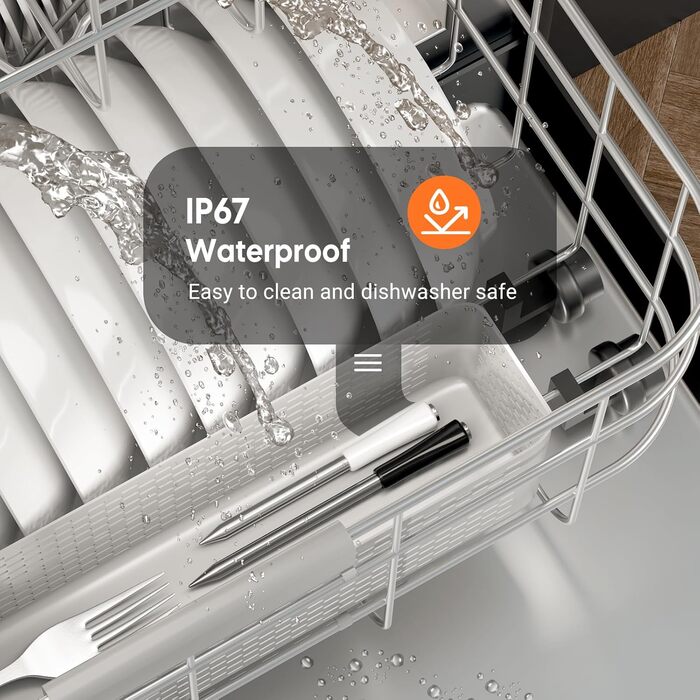 Інструмент Inkbird INT-12-BW: Бездротовий термометр для м'яса з Bluetooth 5.4 та Wi-Fi, водонепроникний (IP67), для приготування на грилі, в духовці, коптильні, ротатерії та аерофритюрниці