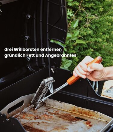 Набір гриль-посуду LEÓN Goods®: щипці, лопатка, виделка, щітка для гриля (4 шт.) з нержавіючої сталі та акації, для газових грилів. Ідеальний подарунок для гриля!