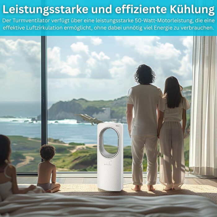 Турбовентилятор Zilan з пультом керування: Aircooler, охолоджувач повітря, підлоговий вентилятор-колона, тихий, енергоефективний, з осциляцією