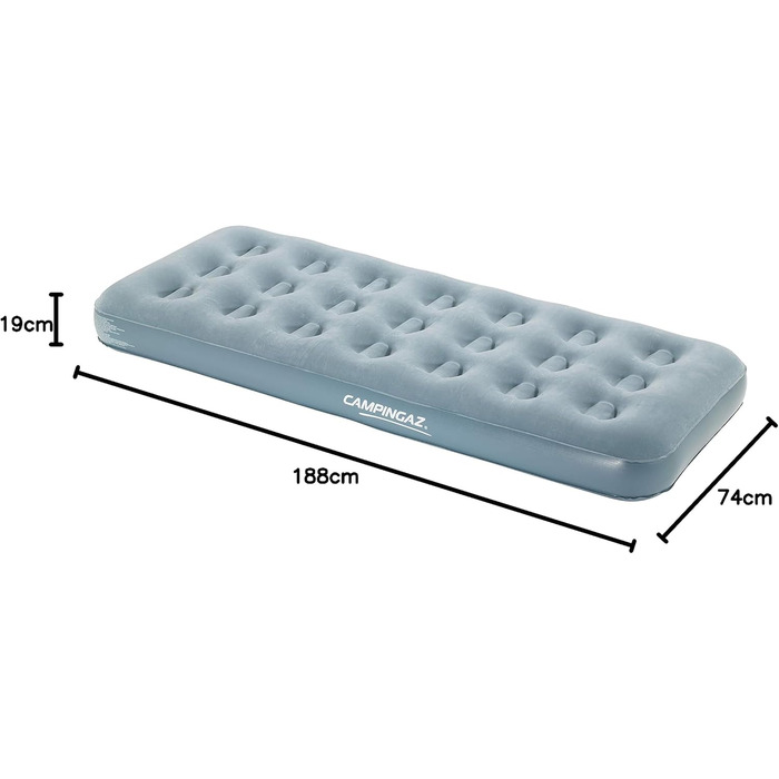 Надувне ліжко Campingaz Quickbed Single для відпочинку на природі та вдома - 188 x 74 x 19 см, до 148 кг