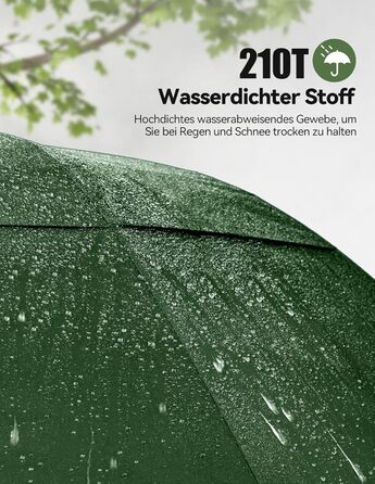 TECKNET Гольф-парасолька XXL, велика парасолька, штормостійка, автоматична, з EVA-ручкою, для жінок та чоловіків (зелена, діаметр 150 см)