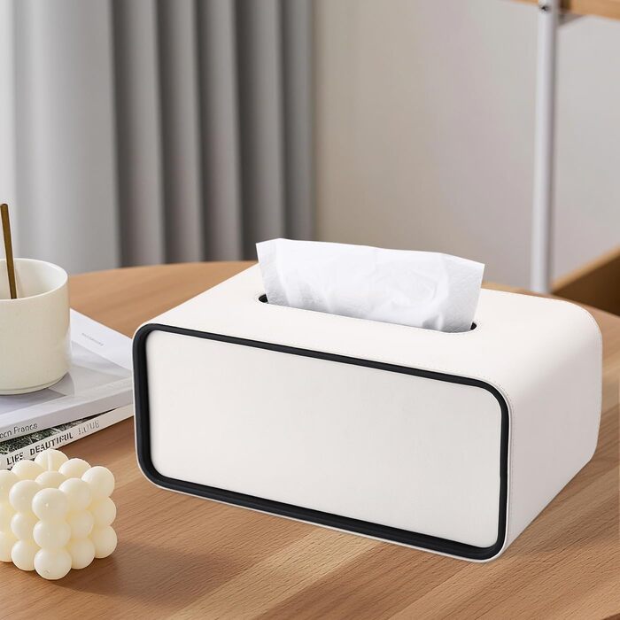 Скріпка для серветок GORESE, шкіряна, квадратна, біла (25.5 x 15 x 10.3 см)