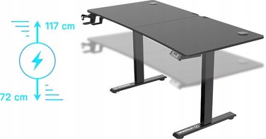 Ігровий стіл Ultradesk LEVEL V2, чорний, з електричним регулюванням висоти