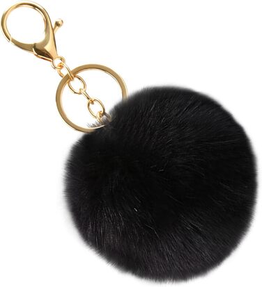 Сумка жіноча URAQT чорна шкіряна, шопер для офісу, школи, покупок з помпоном з хутра кролика та брелоком (аксесуари для сумок)