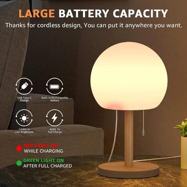 FUYO Бездротова LED-лампа настільна, акумуляторна, диммування, 8 кольорів, з пультом, IP44, для дому, ресторану, вечірки та саду