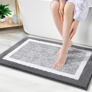Килимок для ванної кімнати Smiry, 40x60 см, сірий (мікрофібра, антиковзаючий, швидковисихаючий)