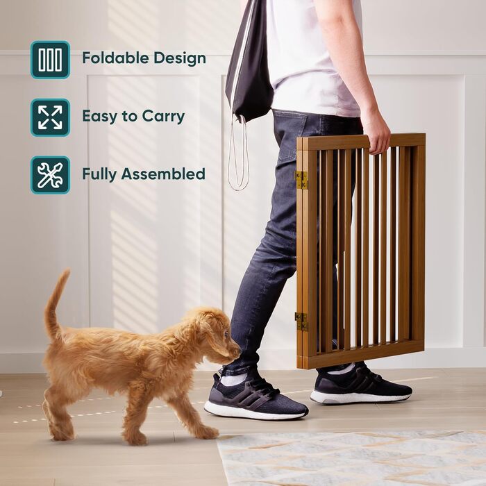 Бамбуковий загороджувач для тварин Semiocthome: 2 панелі, 90 см, 61 см висота, для дому, для собак та кошенят