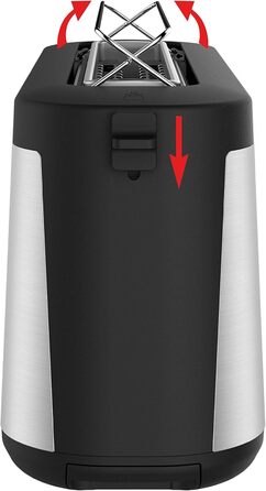 Tefal Element Long Slot Toaster TL4308 | 7 Browning Levels | 1000 Watts | Integrated Bagel Attachment | Elegant Design | Black/Stainless Steel Single