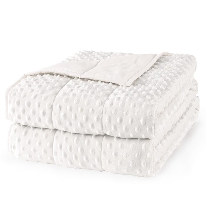 Обважнююча ковдра Mr. Sandman для дорослих Queen Size, 6.8 кг, 152x203 см, біла (Opulenter Garten) — м'яка антистрес ковдра для глибокого сну, що підлягає пранню в машині