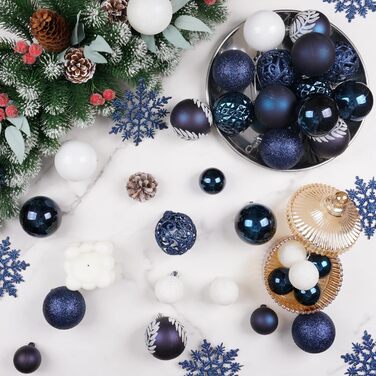 86 шт. прикраси на ялинку SY CRAFT: ялинкові кулі, сніжинки, подарункові пакети (золотий, темно-синій)