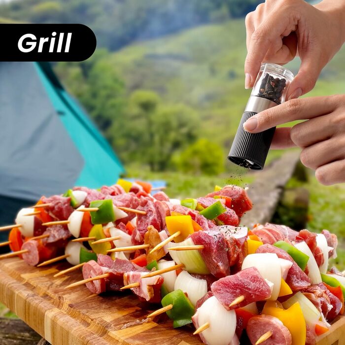 Набір мельниць для солі та перцю Vevok Chef Mini 2 шт. з регульованим керамічним жорном, прозорі. Підходять для кухні, кемпінгу, як подарунок.