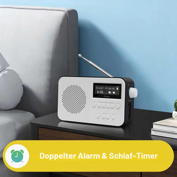 Портативний цифровий радіоприймач LEMEGA PR2-Max DAB+/FM з Bluetooth 5.3, живлення від батарейок AA, чорний