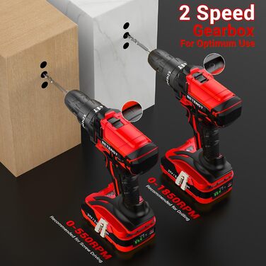 Акумуляторний шуруповерт BETENST 21V: 42Nm, 2 Akku 2.0Ah, 25+3 Drehmomentstufen, 2 швидкості, 10мм патрон, LED, 30шт аксесуарів для дому, саду, DIY