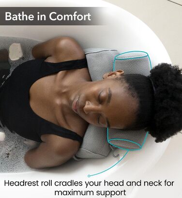 Everlasting Comfort Luxury Bath Pillow - Head, Neck, and Back Support Cushion for Bathtub, Spa, and Soaking
